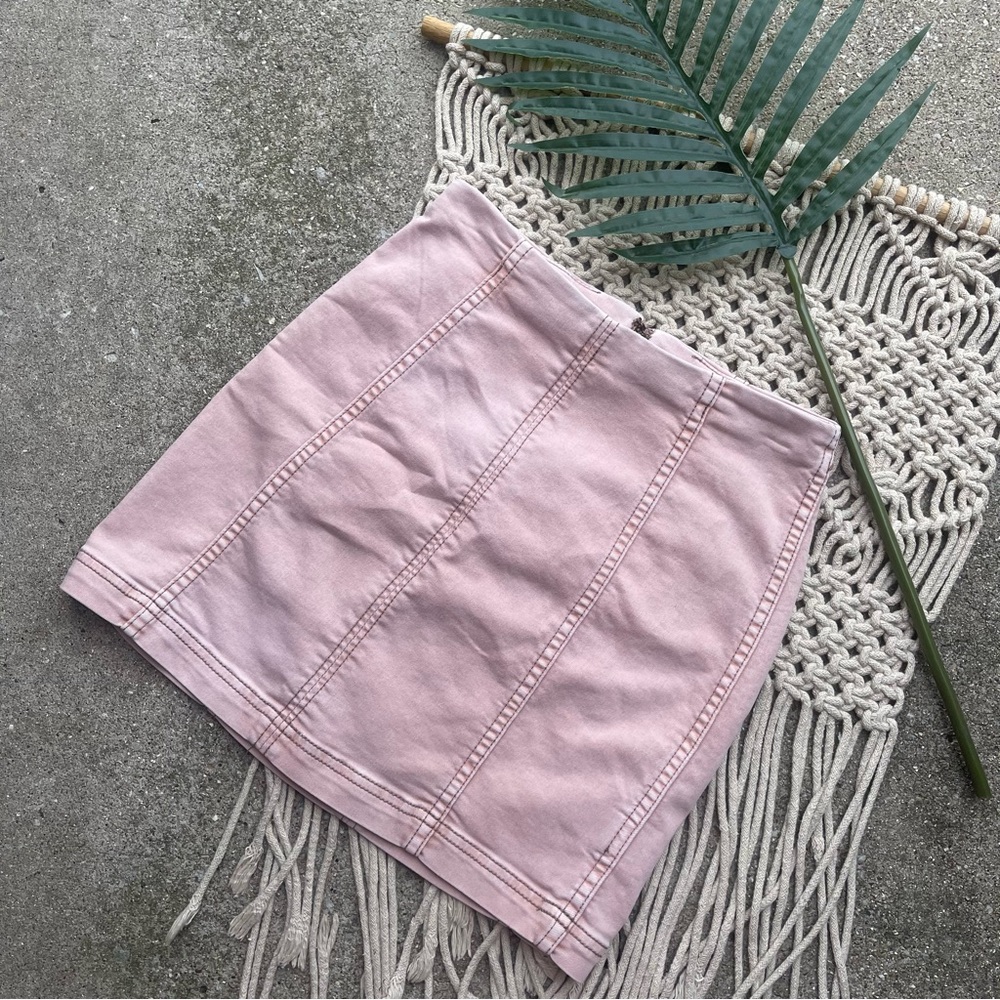 Free People Light Pink Denim Skirt Size 2